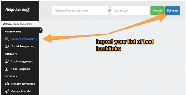 Content Prospecting - Import your list of bad backlinks