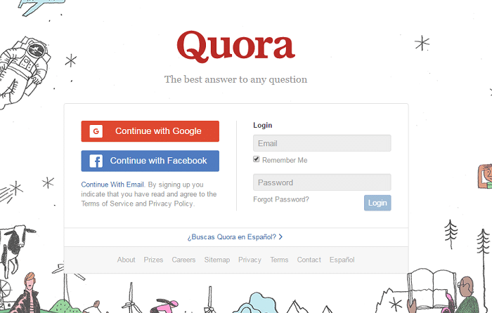 Quora homepage