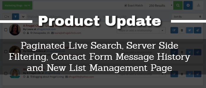 Product update - Paginated live search
