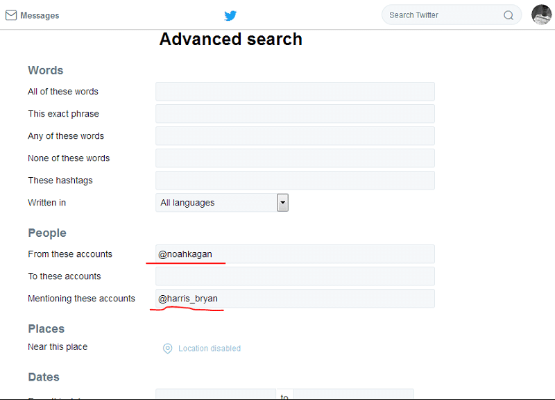 Twitter’s advanced search