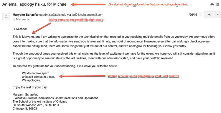 Apology Email Example